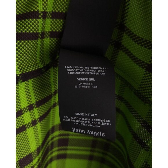 Palm Angels Logo Overshirt 44 XS Mens Green & White Plaid Check NWT - Picture 11 of 15